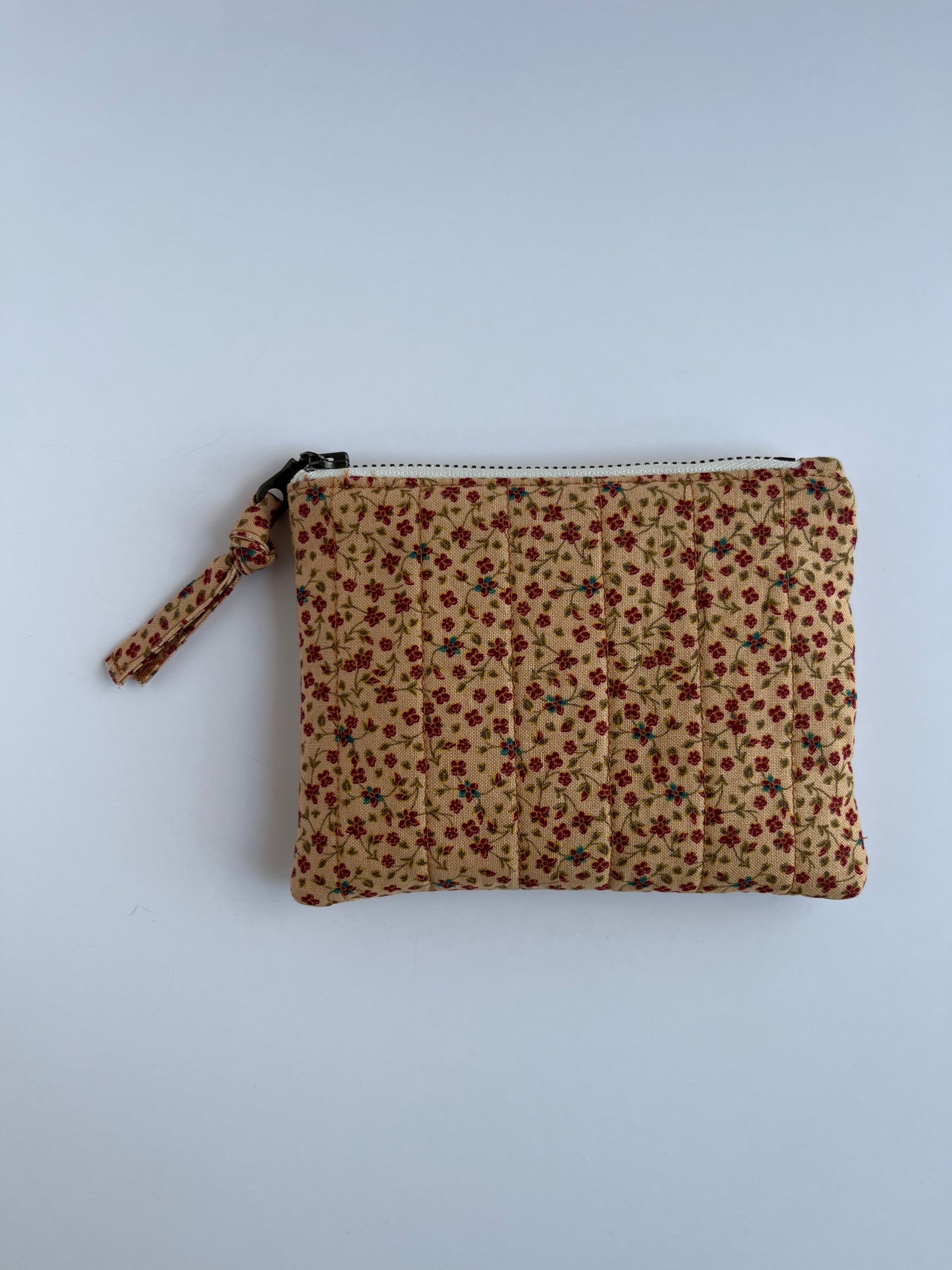 Zipper Pouch Tan Floral